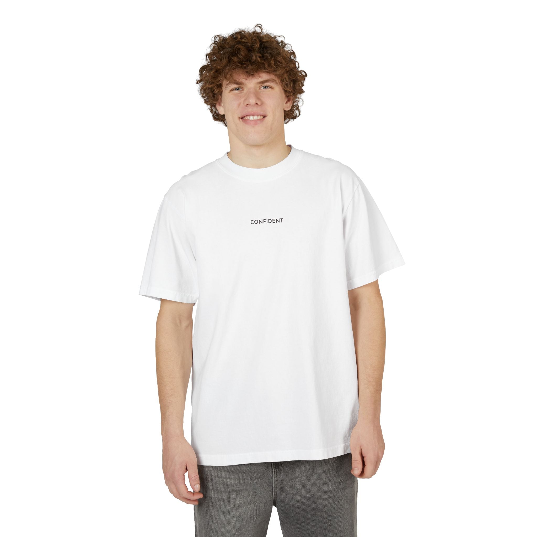 Minimalist Drop-shoulder T-Shirt — "CONFIDENT" Chest Print