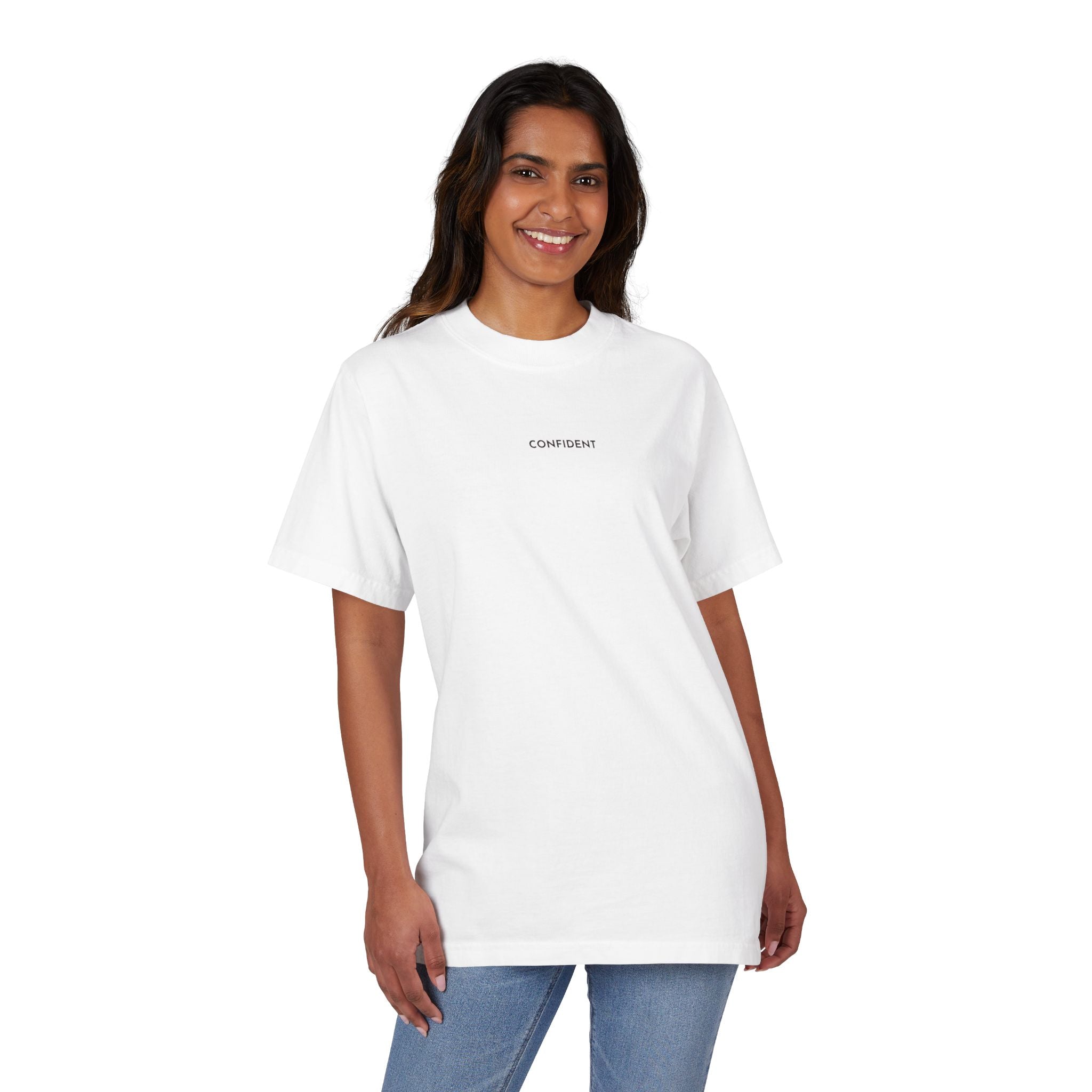 Minimalist Drop-shoulder T-Shirt — "CONFIDENT" Chest Print