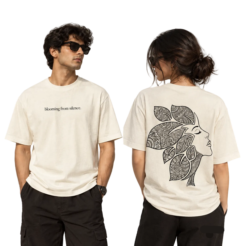 Blooming in Silence Oversized Expression Unisex Tee