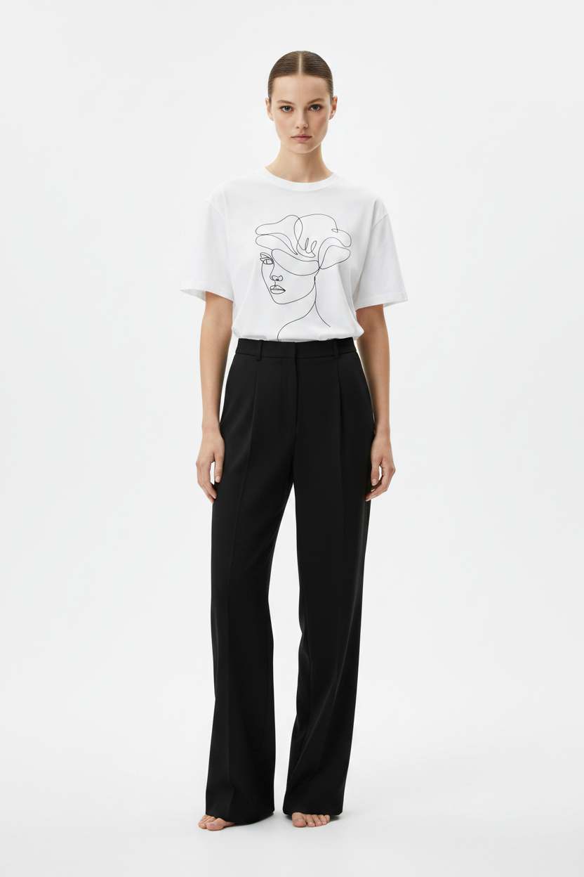 Expression Oversized Line Art Face Tees