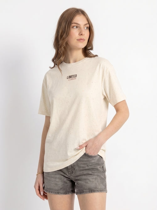 Limited Edition Drop Tee — Minimal Graphic Beige T-Shirt