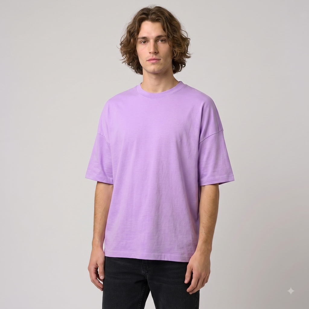 Plain Drop-shoulder T-Shirt | Lavender