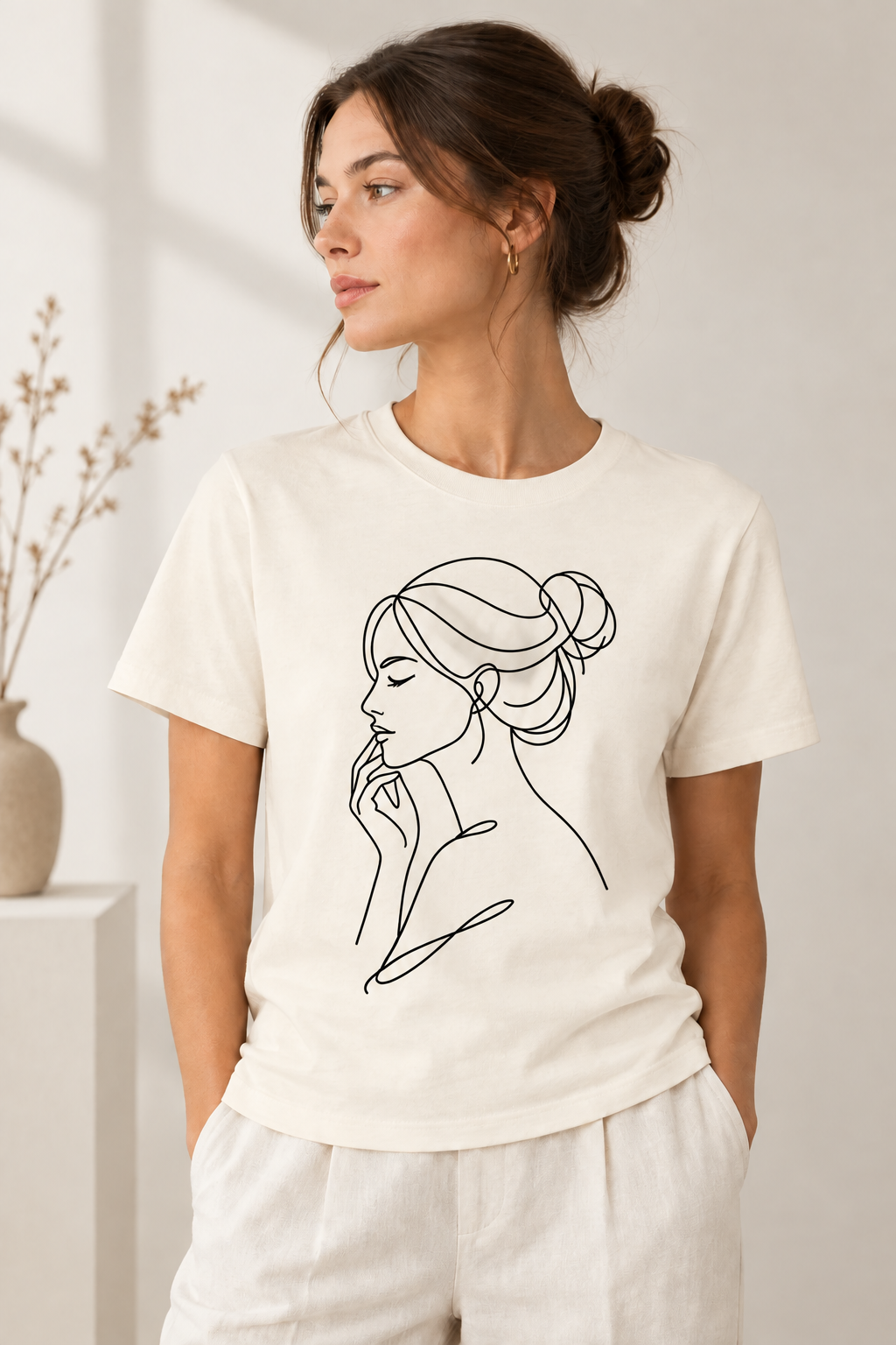 Expression Line Art Calm Face Tees