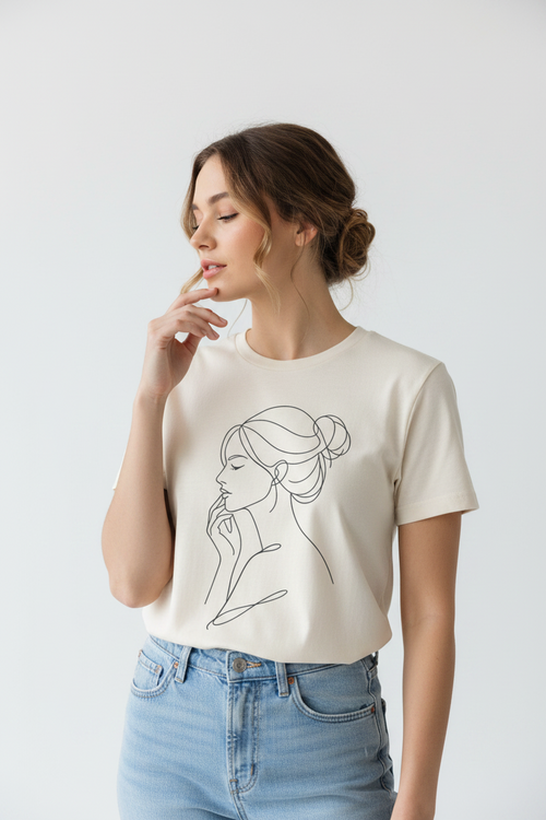 Expression Line Art Calm Face Tees