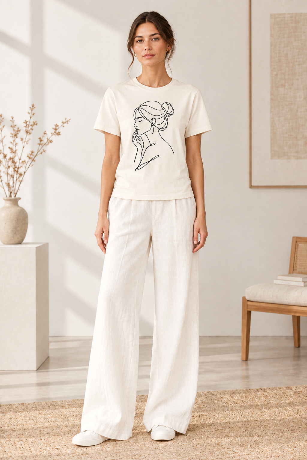 Expression Line Art Calm Face Tees