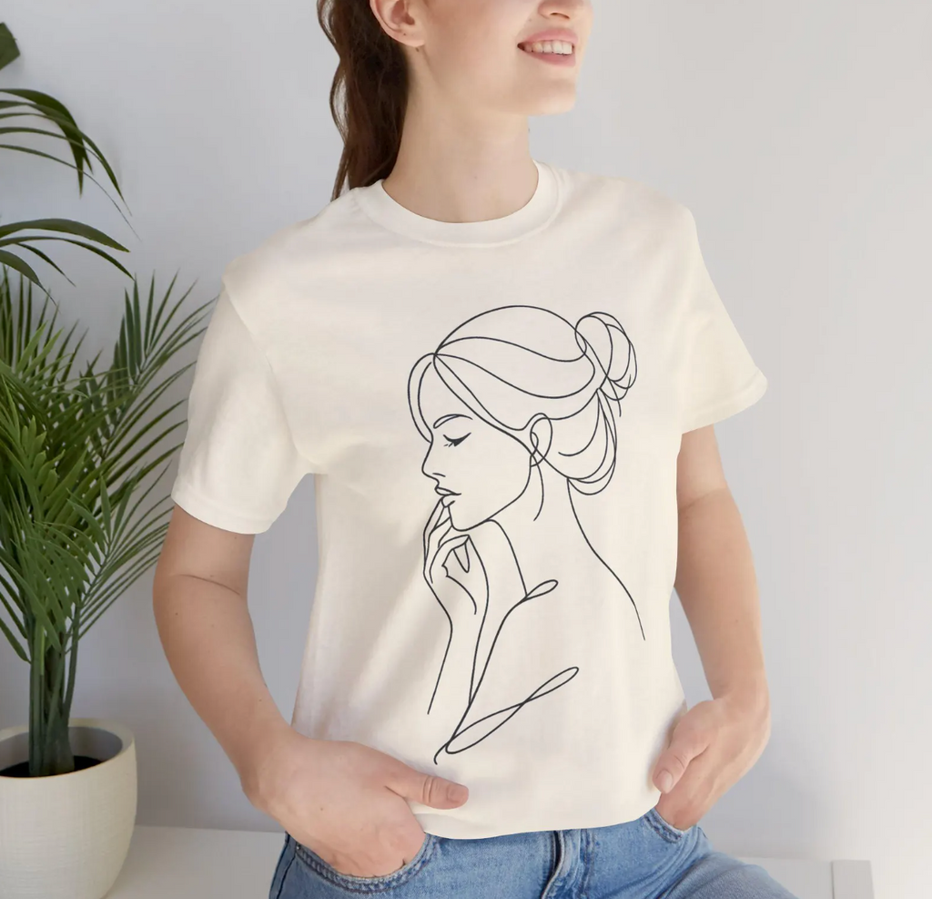 Expression Line Art Calm Face Tees