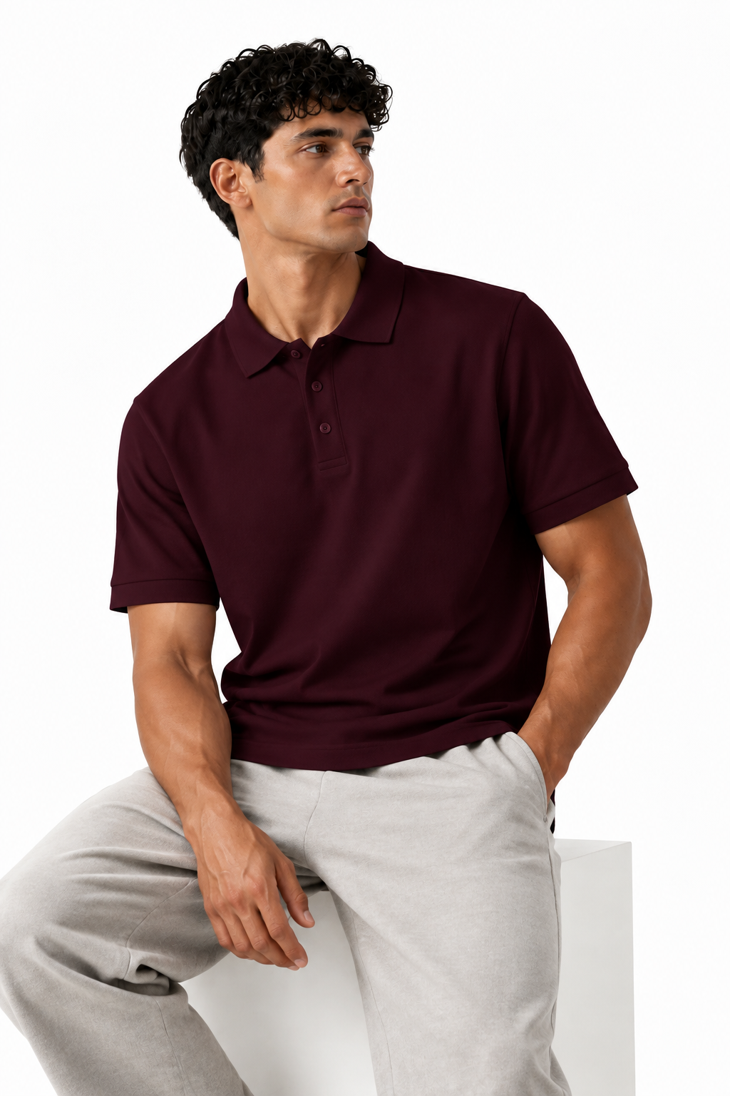 Tailored Silhouette – 220 GSM Polo (Wine)