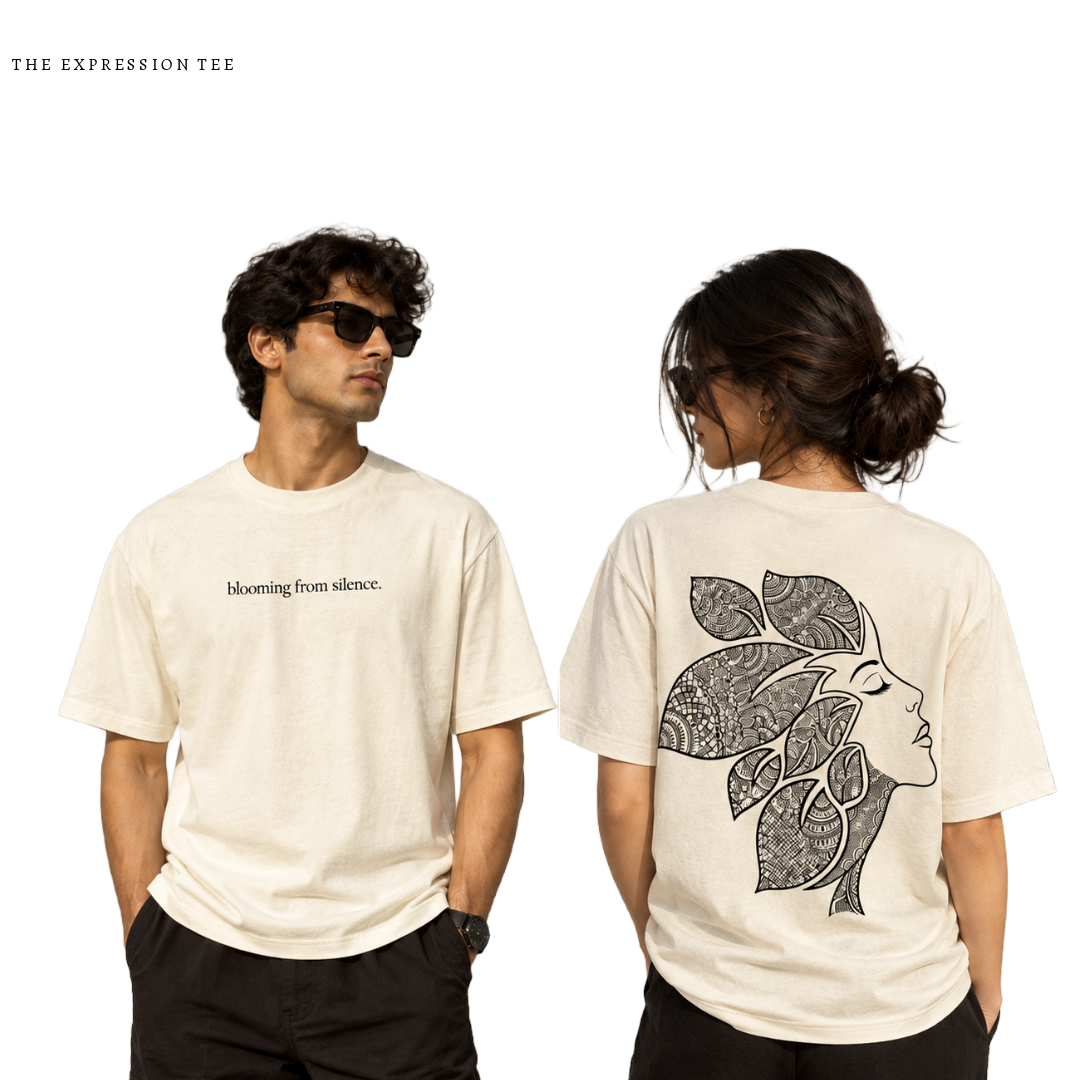 Blooming in Silence Oversized Expression Unisex Tee