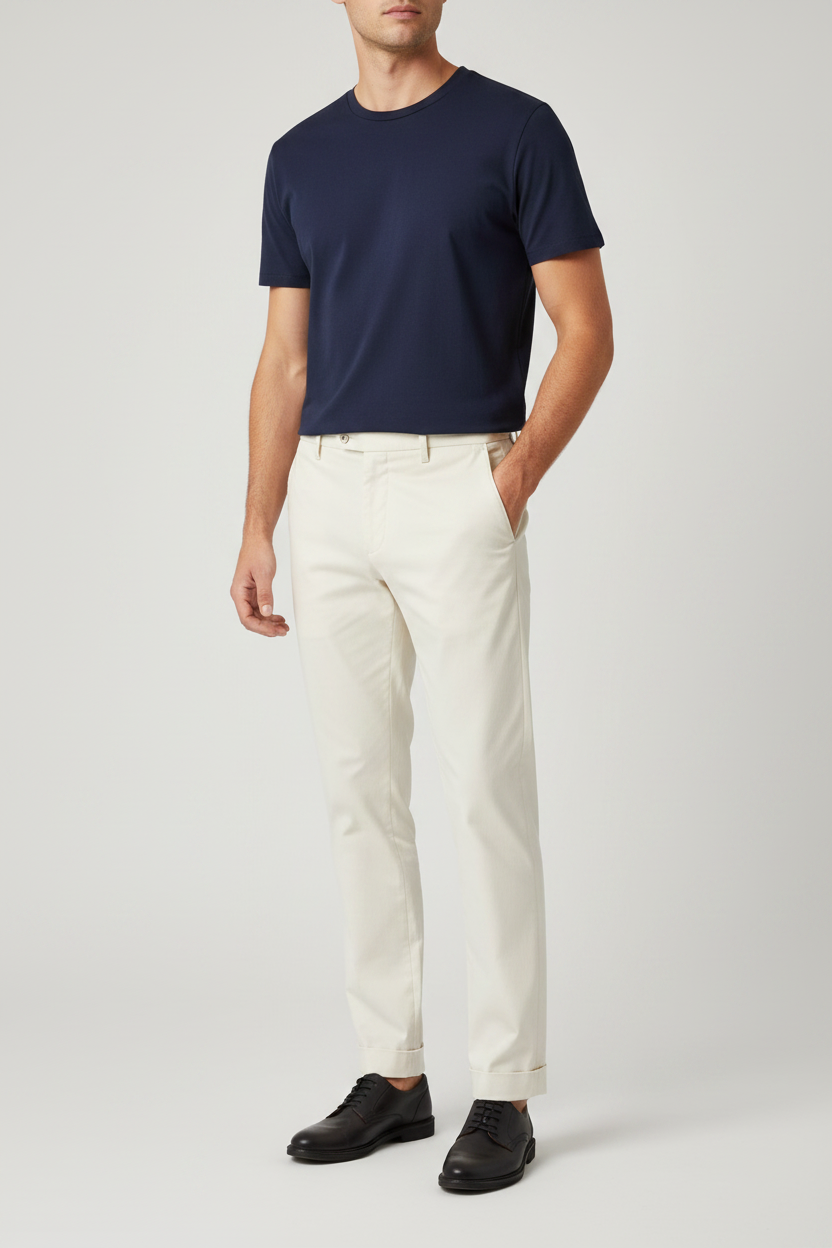Minimalist Plain Cotton Tee | Navy Blue