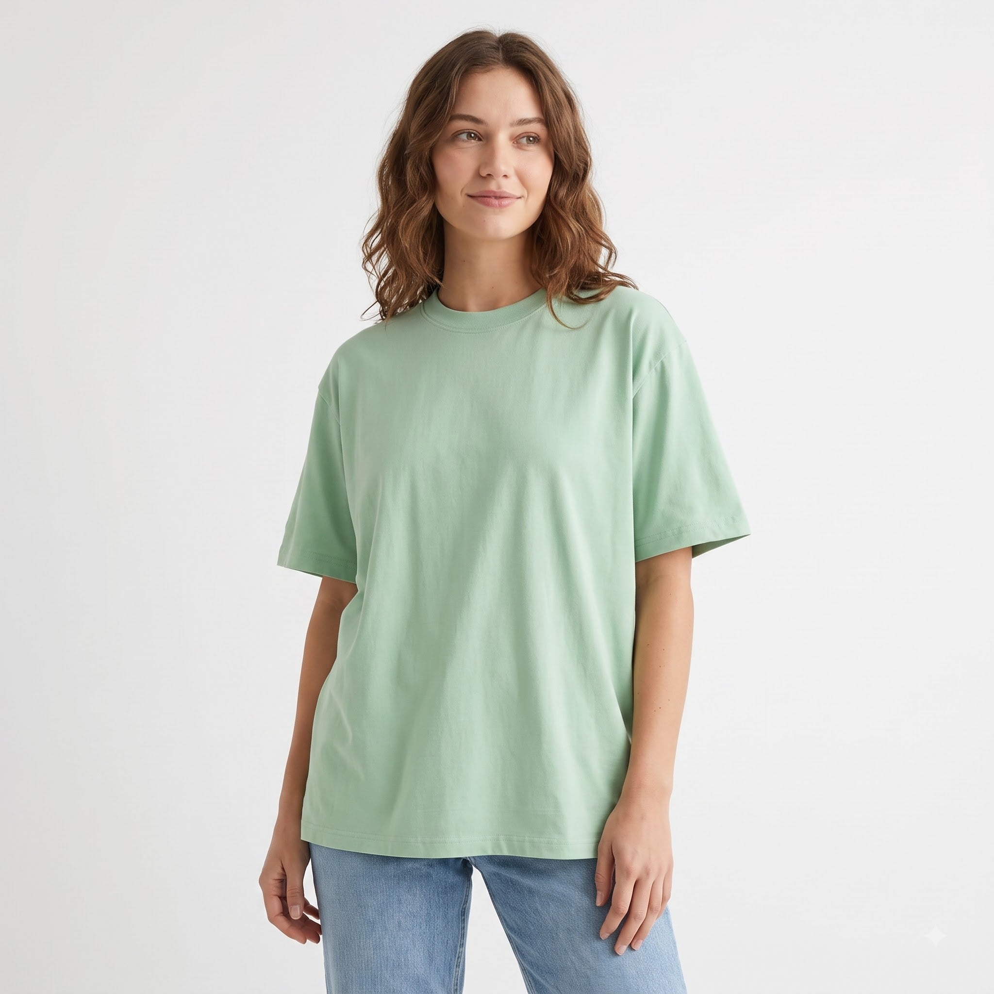 Plain Drop-shoulder T-Shirt | Sage Green